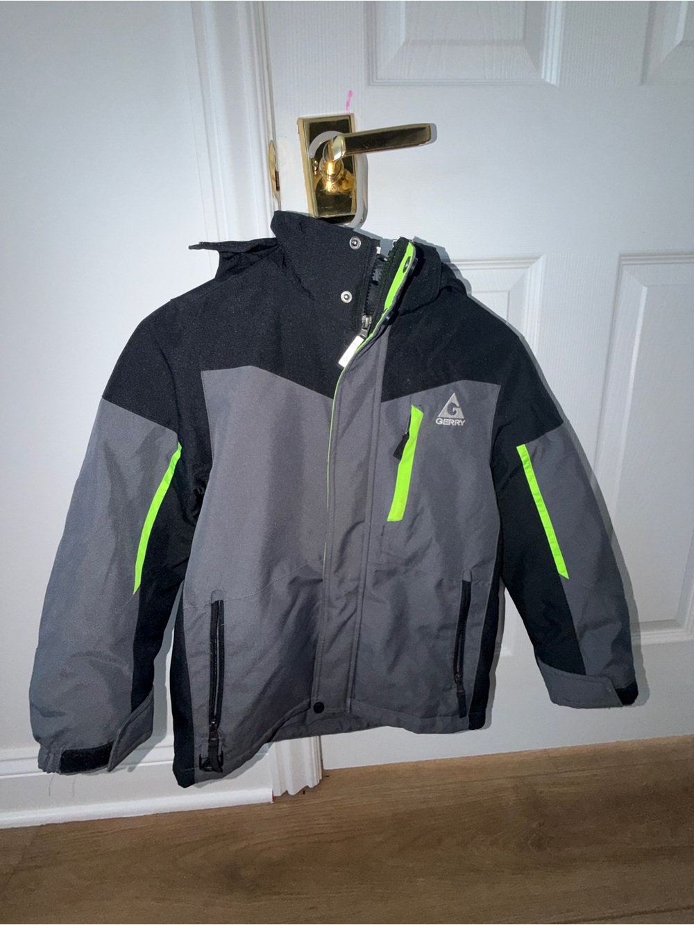 Gerry Weber Kids Black & Gray Rain Jacket with Neon Green Accents